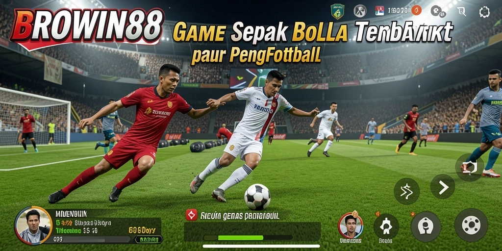Menampilkan gameplay BROWIN88 yang penuh aksi dan strategi sepak bola.