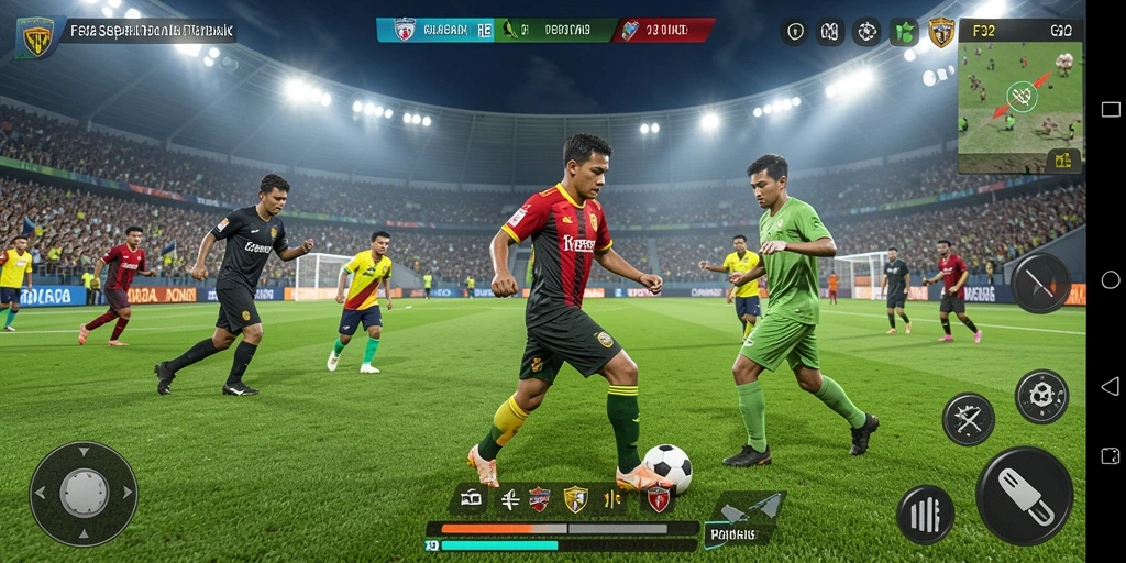 Tampilkan aksi seru dari pertandingan sepak bola di F32.