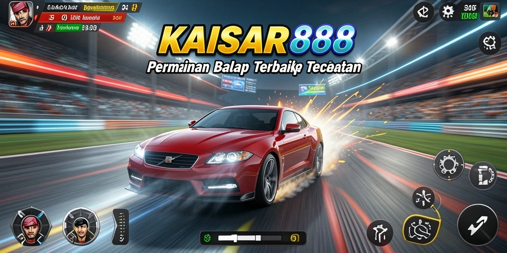 Tampilan utama gameplay KAISAR888 menampilkan balapan yang seru dan cepat.