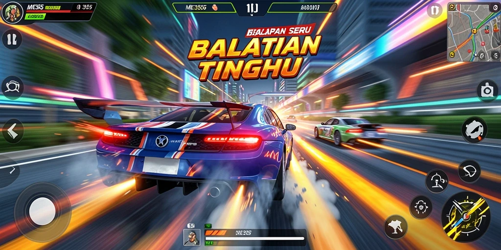 Gameplay balapan seru dalam ME355 dengan grafis menakjubkan.