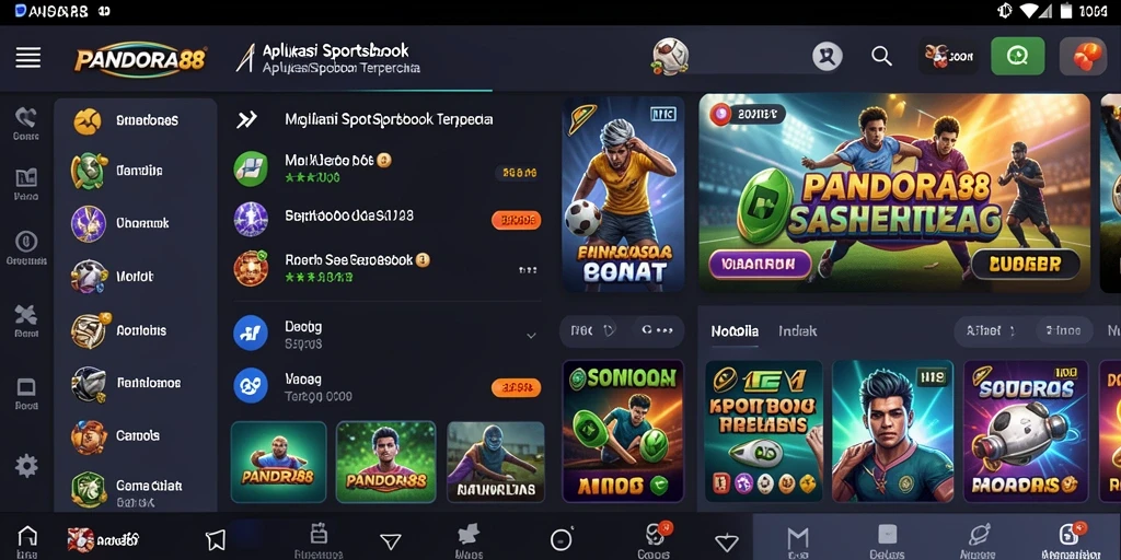 Tampilan antarmuka aplikasi PANDORA88 dengan fitur taruhan olahraga.