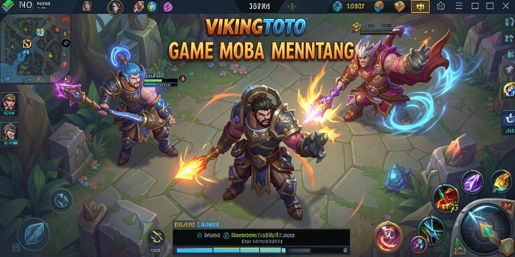 Screenshot VIKINGTOTO menampilkan aksi pertempuran seru antara tim dalam arena.